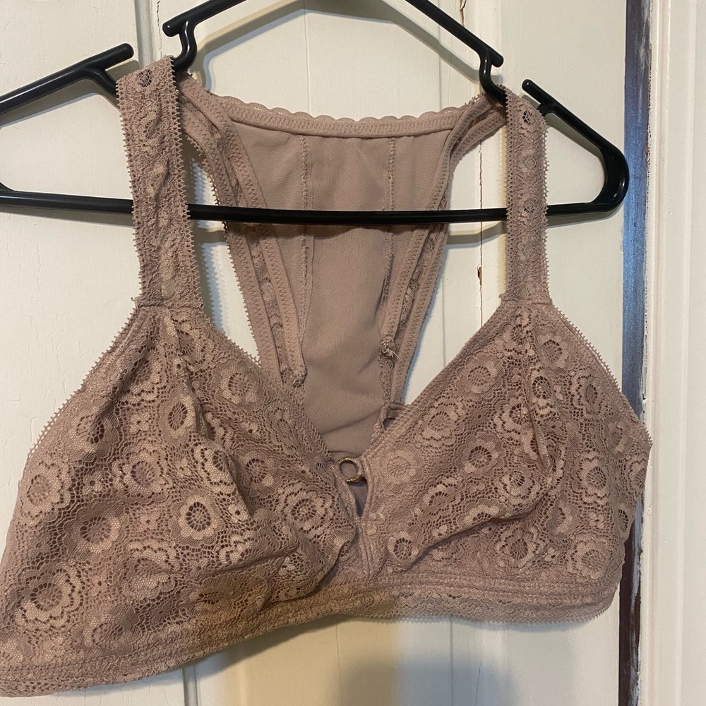 Aerie keyhole lace bralette taupe color XLG